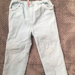 Baby Boden Spring Powder Blue Corduroy Pants with bird print inside